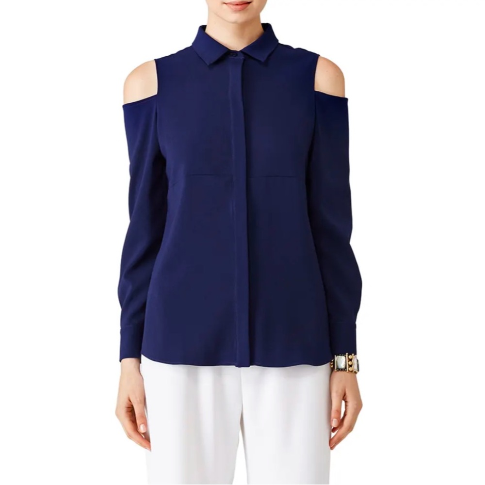 EUC Amanda Uprichard Esme Blouse in Navy Sz M